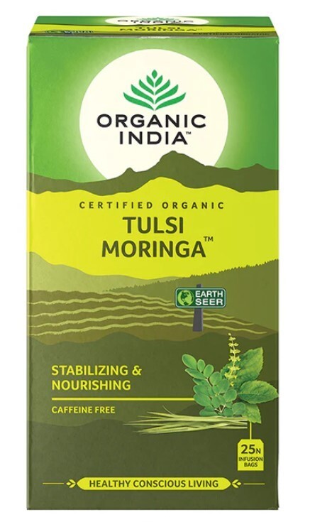 ORGANIC INDIA TULSI MORINGA 25 TEABAGS  Free Shipping
